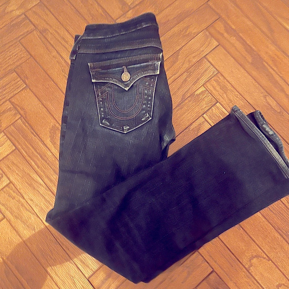 Ladies dark blue denim true religion jeans size 28